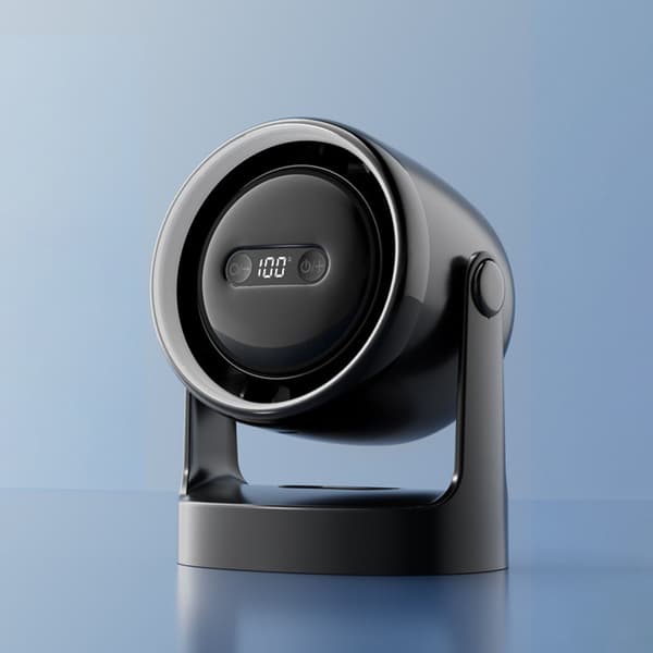 3-trins 360° justerbar elektrisk bordventilator (sort).