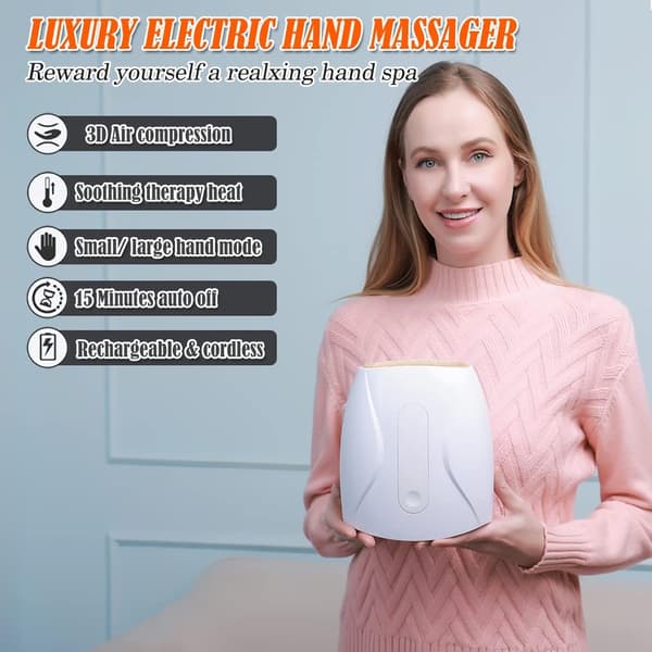Håndmassager, kompressionmassage af håndflade og fingre - hvid