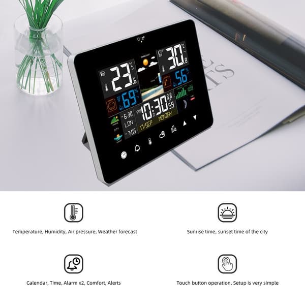 Inomhus Utomhus LCD Digital Trådlös Väderstation Termometer Klocka Kalender