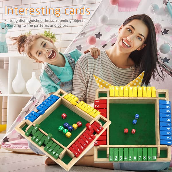 Flip Card Trælegetøj Trænummer Spil Terningespil Brætspil Shut The Box