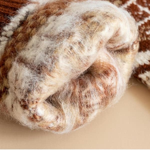 Tykkede Vinter Strikkede Fleece Touchscreen Handsker - Råhvid