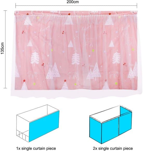 Mørklægningsgardiner til køjesenge - Pink - 1,35 x 2 meter
