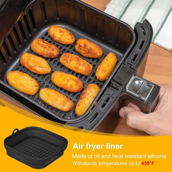 2-pak silikone bageforme til airfryer, foldbart genanvendeligt alternativ til bagepapir, sort, 21 x 20,3 x 5 cm