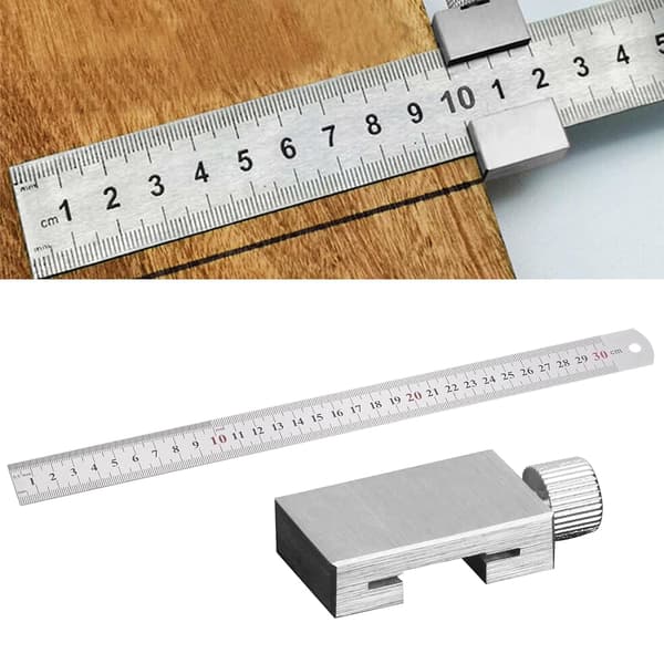 Rustfrit Stål Stop Lineal 30cm Metal Stop Træbearbejdning DIY Håndværk