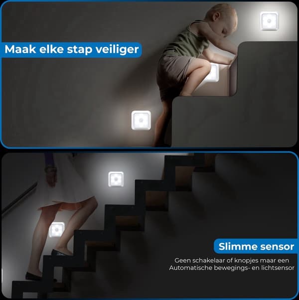 3-pack LED-list rörelsesensor vit batteridriven trådlös skåp trappa aluminium