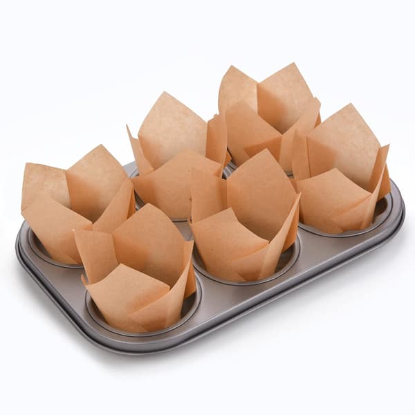 200-pack bruna tulpanmuffinsformar, muffinsbakformar för bröllop, födelsedagar och jul