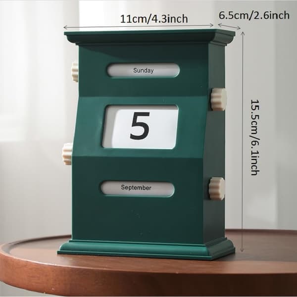 Retro skrivbordskalender med roterande månader - grön