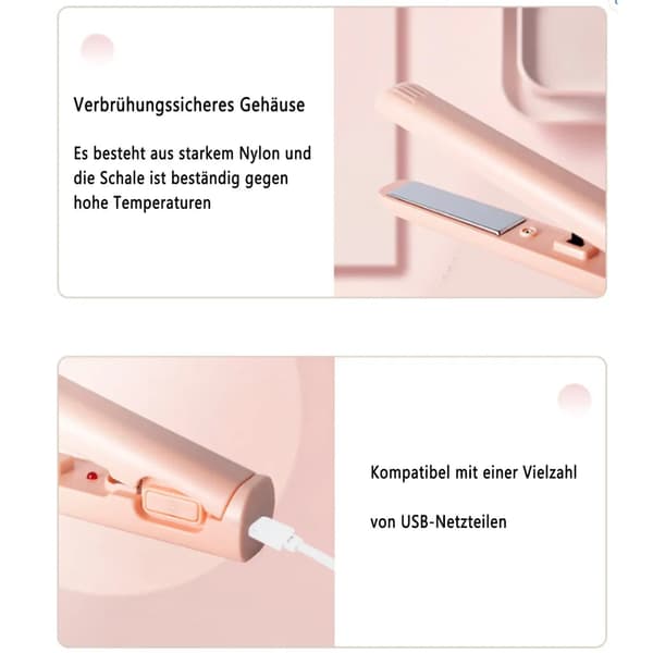 2-i-1 mini krøllejern, USB krøllejern & glattejern