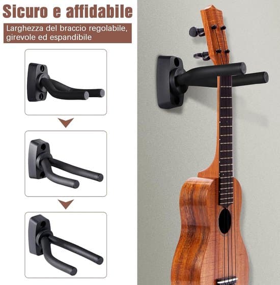 6 lågprofilskrokar, väggkrokar, gitarrställ, ukulelekrokar, gitarrspecifika krokar