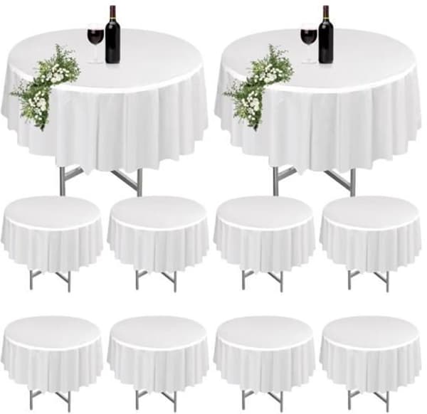 Rund dukset - 213 cm - Vit