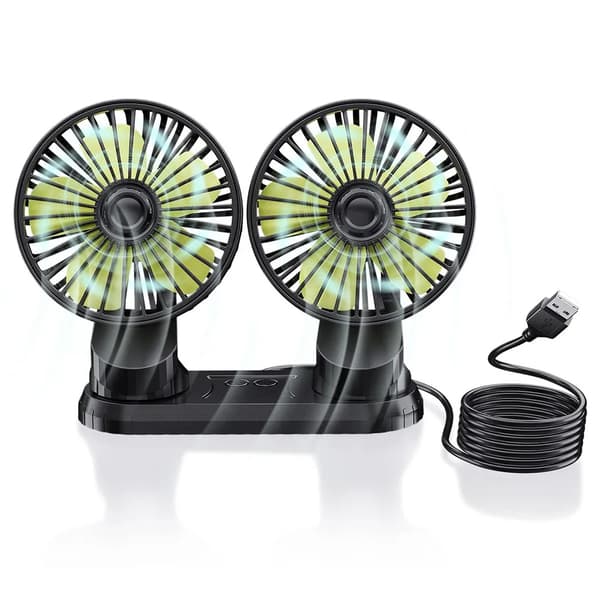 Bilventilator, miniventilator, 5V USB-ventilator, 3-trins ventilator, 360-graders rotation
