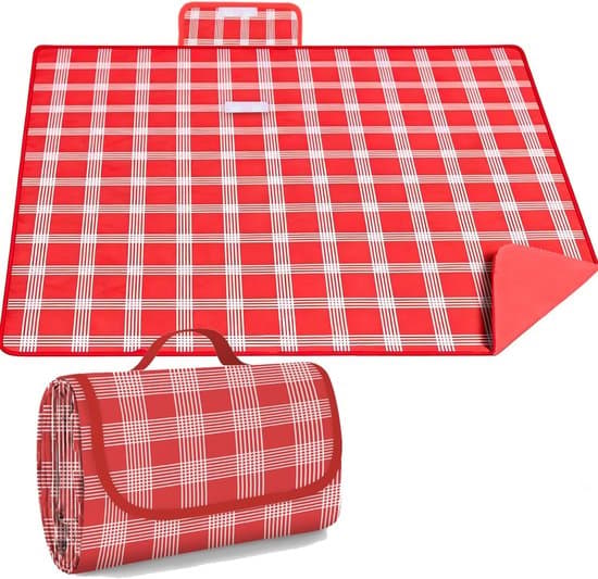 Vattentät picknickfilt - 200x200 cm - Röd