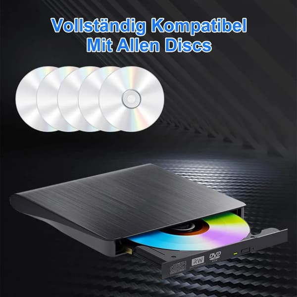 Extern DVD/CD-enhet, USB 3.0/USB-C, extern optisk enhet +/- RW ROM för MacBook, stöder Windows 11/10/8/7/XP och Linux.