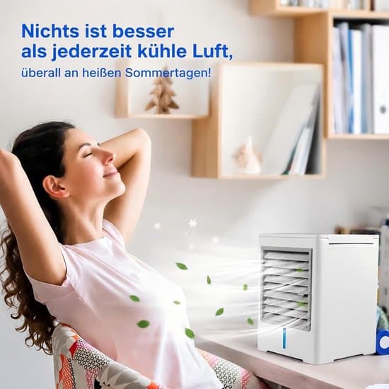 Bærbar luftkøler – Stille miniluftkøler – 3 hastigheder – Stor vandbeholder – USB-C