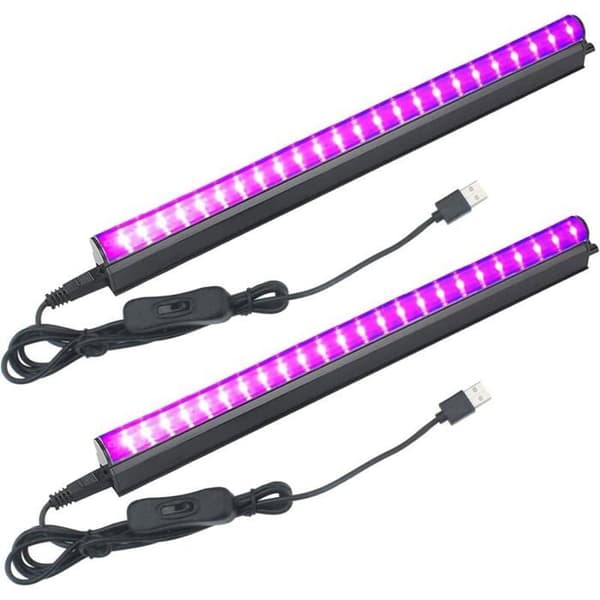 Två UV-lysdioder, 5W vardera, 24 lysdioder, 5V USB-driven.