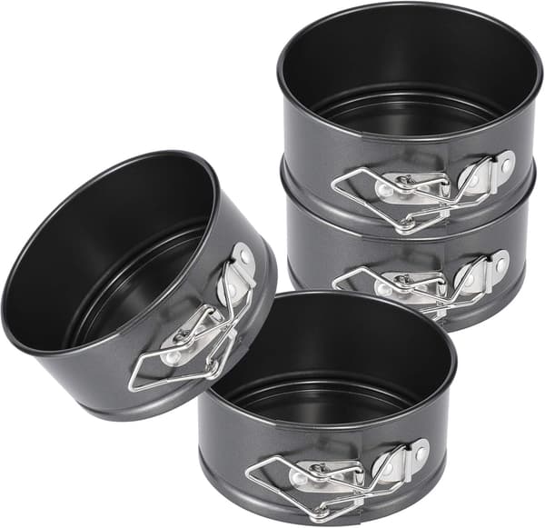4-tommer Mini Springform Bageform Sæt - 4-delt Lille Non-stick Ostekageforme, Velegnet til Mini Ostekager, Pizzaer
