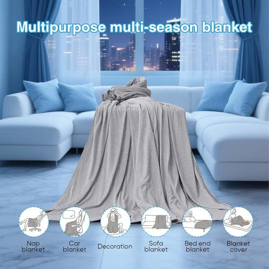 100x150cm Kølende Tæppe - Absorberende Åndbart Sommertæppe til Sofa og Rejser - Blå