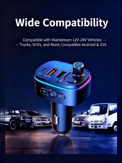 Bil BT-sändare plug & play-adapter. stöder snabbladdning QC3.0usb trådlös ljudmottagare handsfree-samtal