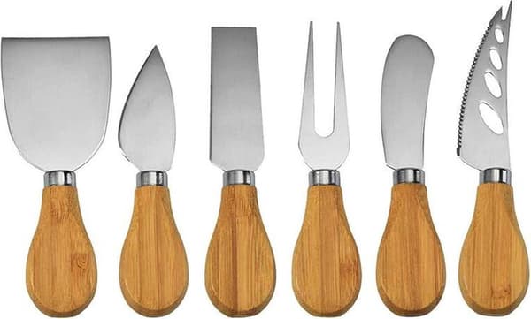Ostkniv 6-delat ostknivset Bambu Rostfritt Stål Presentförpackning
