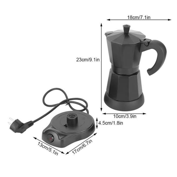 Bærbar elektrisk kaffemaskine - 300 ml - 3 kopper kapacitet - Sort