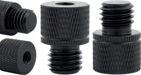 5 M12 til 1/4 tomme stativadaptermuffer, lavet af aluminiumslegering, sort.