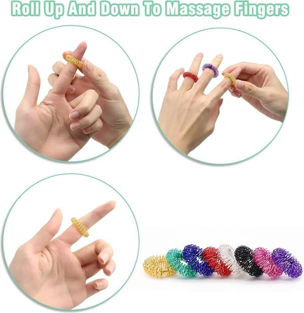 Akupressurmassageringar, 40-pack, främjar blodcirkulationen.
