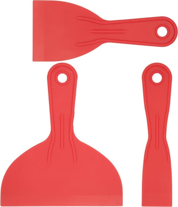 Tredelad platt skrapuppsättning, målarskrapa, plastskrapa, murarskrapa