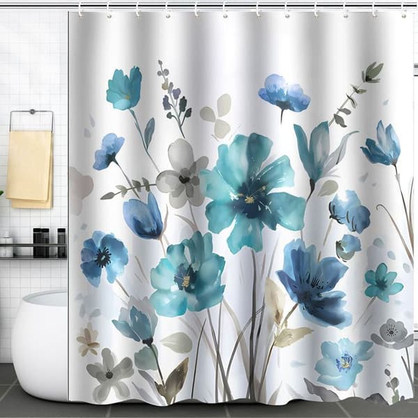 Duschdraperi med blommönster - Blomduschdraperi