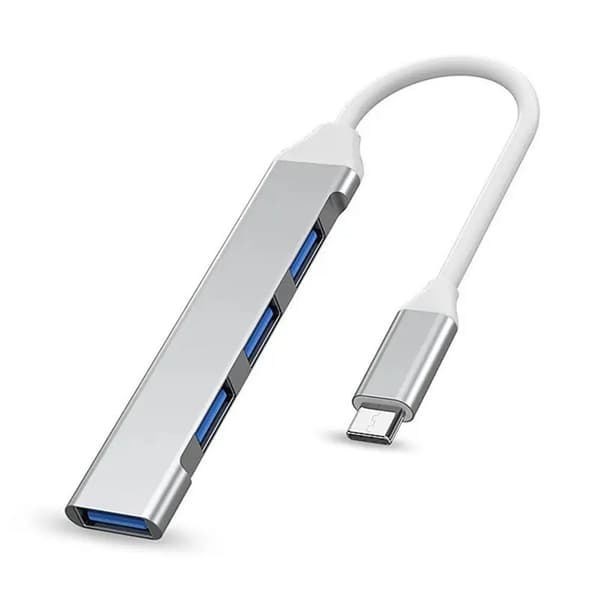 4-portars USB-C-hub och datasplitter i aluminiumlegering (silver)