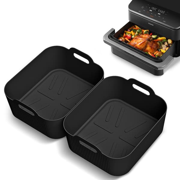 COSORI 5L+5L Silikone Bageform Airfryer Dobbeltlag Blomstret - Sort