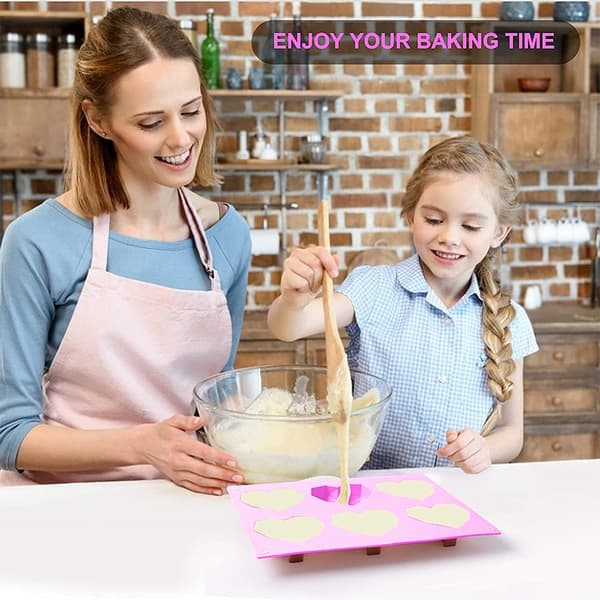 To Hjerte Kageforme 6-Huls 3D Hjerte Diamant Silikone Bageforme Cheesecake Mousse Bryllupschokolade Valentinsdag