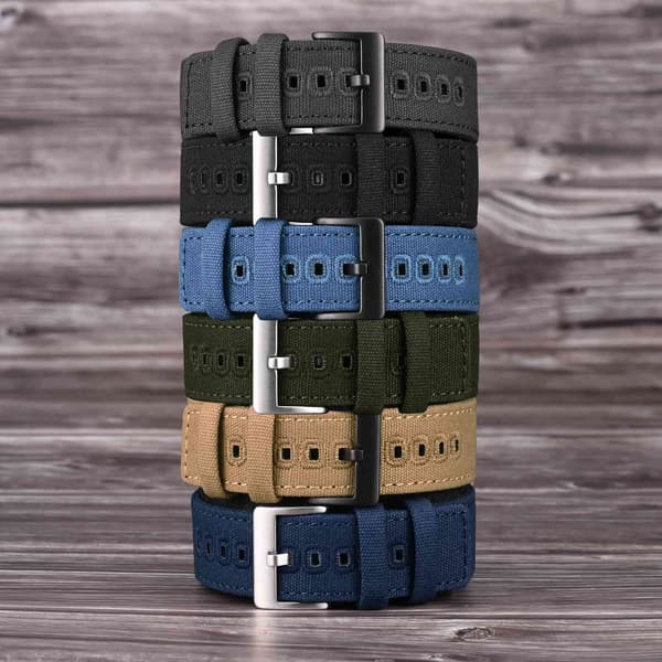 Rem, lærredsmateriale, quick release, 22mm - universalrem - marineblå