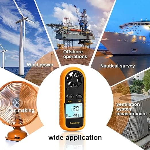 Håndholdt digital LCD-anemometer og vindhastighedstermometer til drageflyvning, fiskeri og surfing