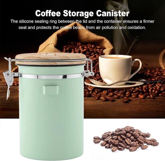 1,8L forseglet kaffebeholder i rustfrit stål med CO2-udluftning (trækornsdesign)
