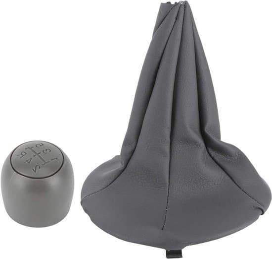 Gearskiftepose - Biltilbehør til interiør - Sort læder - Panda 2003-2012 500 500C 2007-2013 Speed Stick Shift Boot Gearknopdæksel