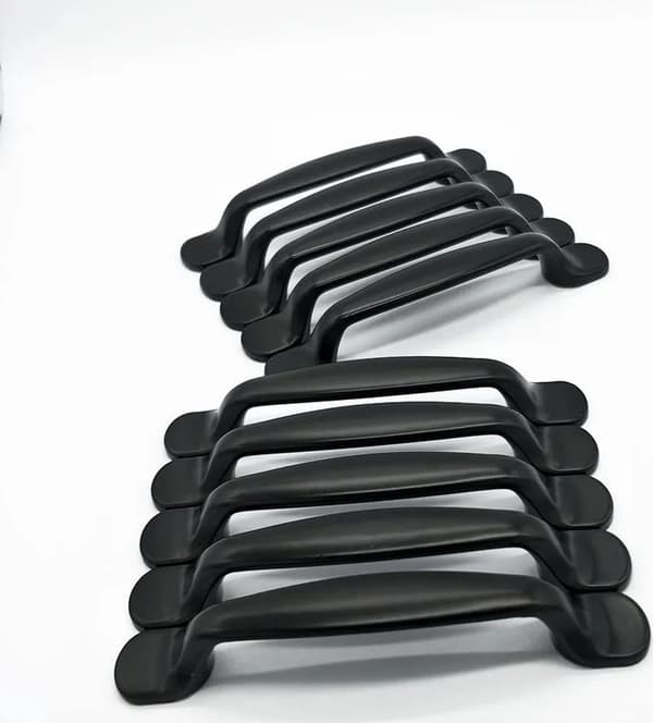 Køkkengreb, aluminiumslegering, sort, længde 163 mm, pakke med 10