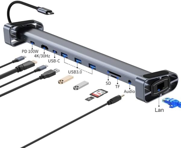 10-i-1 USB, Dataport, 4K, HDMI, MacBook, M1, iPad, Pro, Surface, Pro