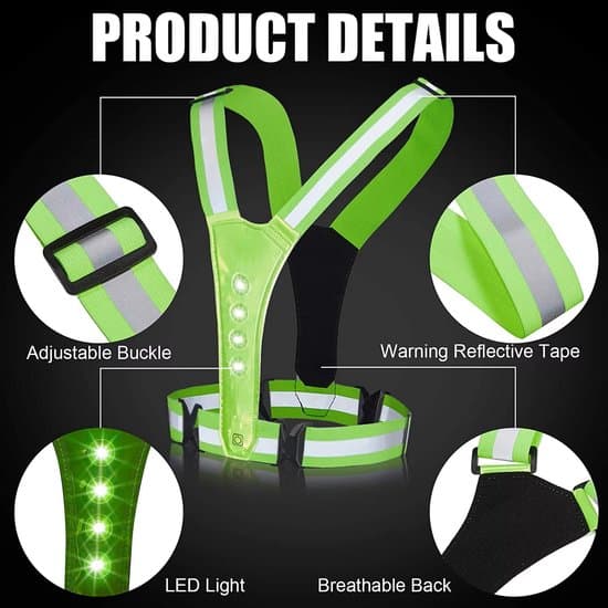 Grøn Genopladelig USB LED Reflekterende Løbevest Sikkerhedslys