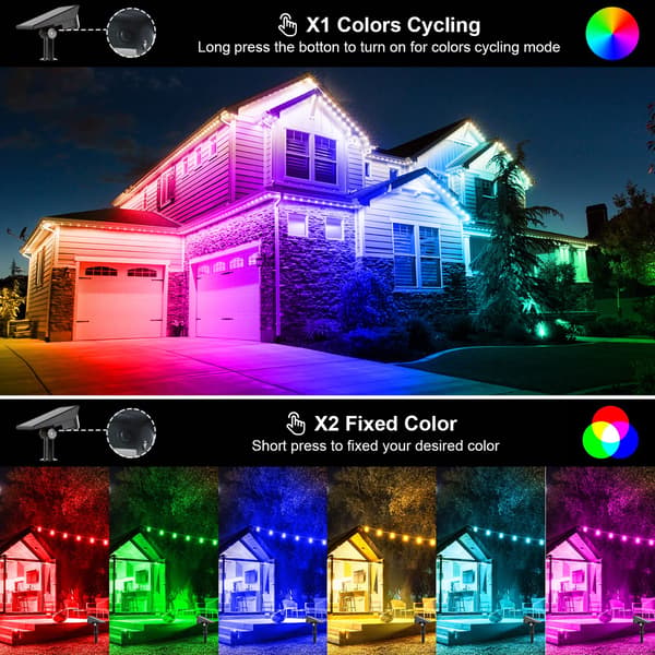 10-LED Solfärgade Lampor, IP65 Vattentät, RGB Trädgårdsgångsbelysning (2-pack)