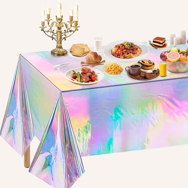 4-pack återanvändbara regnbågsfärgade rektangulära festdukar (137x274cm)