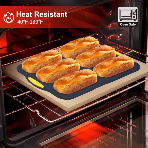 Non-stick, varmebestandig silikone rektangulær brødform med perforeret hotdogbrødform, 6-rums non-stick bageplade, bageværktøj - grå