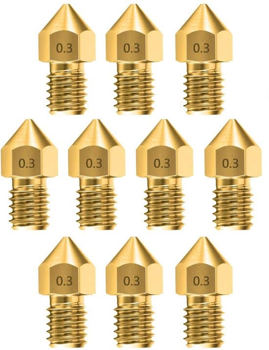 3D-printer reservedele - 3D-printer dyser - 10-pak 0,3 mm ekstruder printhoved dyser, velegnet til forskellige 3D-printermodeller