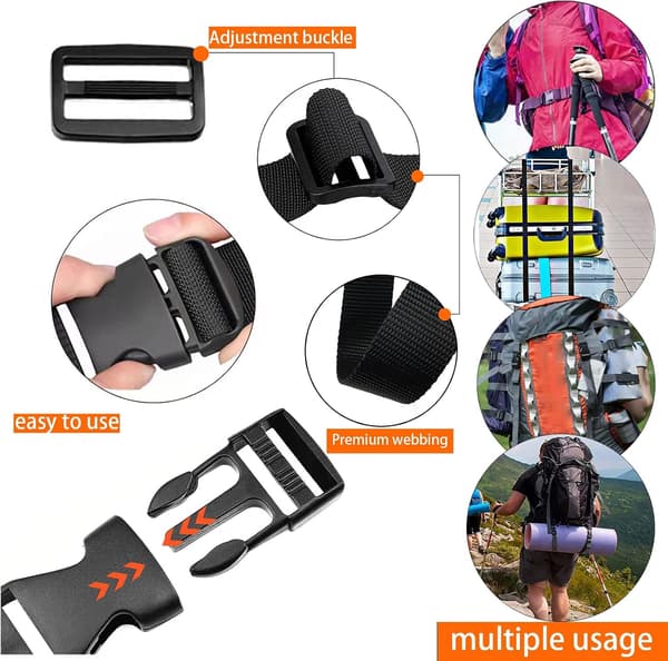 2-pak golfvogn-/trolley-/taskestropper, webbing-fastgørelser, quick release-spænder, soveposestropper, justerbare holdbare bagage-/håndtaskestropper