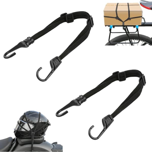2-pak sorte 60 cm elastiske motorcykelhjelm bagagenetremme