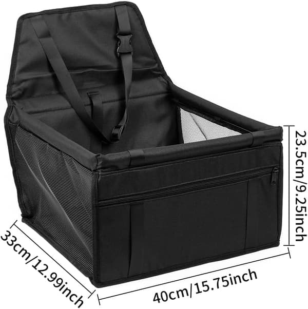 Hundebilsæde med sikkerhedssele, åndbart, foldbart, til små og mellemstore hunde 40x34x25cm