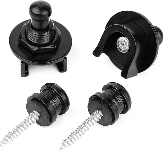 Gitarrrem Lås & Knapp Säkerhet Snabbkoppling Remhållningssystem Nickel (4-pack, Svart)