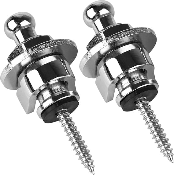 Gitarrremlås och knapp säkerhet snabbkoppling med säkringssystem nickel (4-pack, silver)