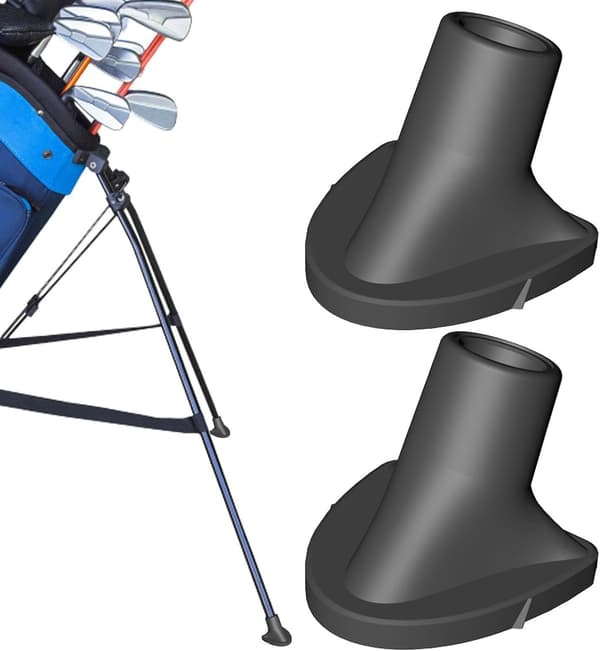 2 sorte golfbag-støttefødder, slidstærke gummifødder til golfbags, stærkt greb, nem installation.