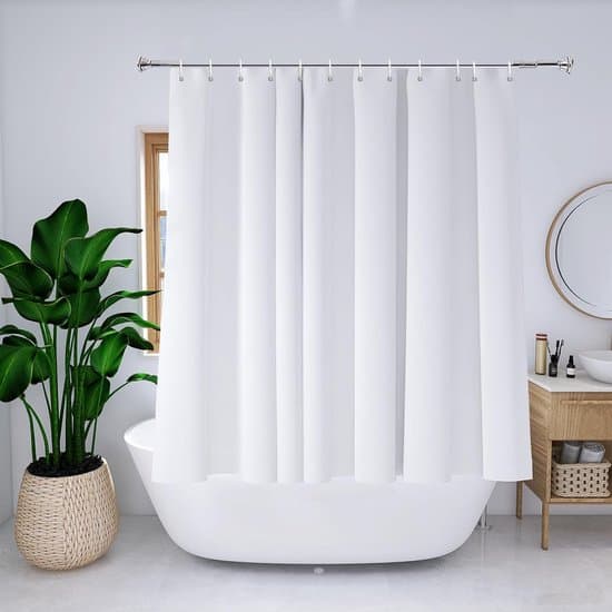 Kort duschdraperi - Vattentätt - Enkelstycke - Vit - Polyester - 180 x 150 cm