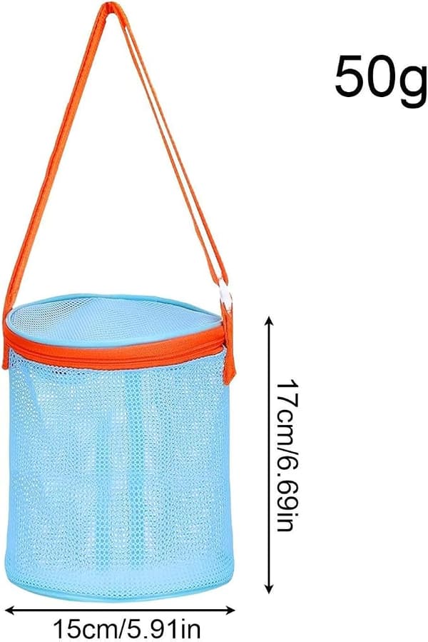 2-pack strandleksaksförvaringsväskor i snäckskalsform med justerbara remmar – lätt reseset